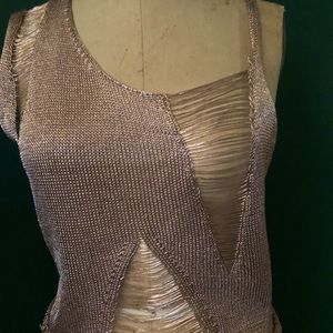 Mesh metallic rose gold top